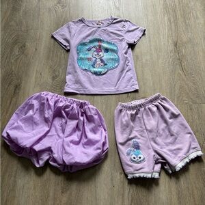 Bundle of 3T sequence shirt with matching two shorts purple